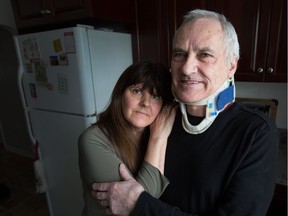 Art Pallen suffered a head injury and broken back while driving a bulldozer in 1983 and has suffered with headaches and body pain ever since. He had been married just four months to his wife, Debra, when the accident happened and she has stuck by his side. Wayne Cuddington/ Postmedia