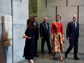 King Philippe and Queen Mathilde of Belgium visit the tomb of the Unknown Soldier at the Canadian War Museum in Ottawa on Tuesday, March 13, 2018.