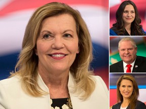 Clockwise from left: Ontario PC leadership candidates Christine Elliott, Tanya Granic Allen, Doug Ford and Caroline Mulroney.