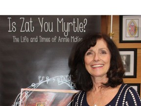 Author Marnie Fossitt, at the book launch for Is Zat You Myrtle? The Life and Times of Annie McKee, on Saturday afternoon in Winchester. Photo on Saturday, March 10, 2018, in Cornwall, Ont.