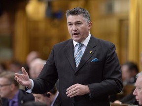 Parliamentary Secretary to the Minister of National Defence James Bezan rises during Question Period in the House of Commons on Parliament Hill in Ottawa on May 5, 2015. "Mali is a war zone. This is a combat mission and there is no peace to keep." The Trudeau government announced Monday that it plans to send six Canadian Forces helicopters to help the United Nations' peacekeeping mission in Mali with medical evacuations and other transportation needs. But the decision has sparked strong words from the official Opposition Conservatives.
