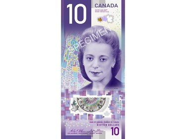 Viola Desmond's trailblazing act of defiance -- overlooked for decades by most Canadians -- was to be honoured Thursday in a Halifax ceremony that cements her new status as a civil rights icon. A sample of the new $10 Canadian bill, featuring civil rights icon Viola Desmond, is seen in this undated handout image from the Bank of Canada.