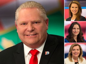 Clockwise from left: Ontario PC leadership candidates Doug Ford, Caroline Mulroney, Tanya Granic Allen and Christine Elliott.