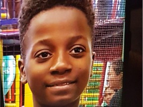 Investigators in Montreal are asking the public to look out for a missing child. Ariel Jeffrey Kouakou, 10, is seen in this undated police handout image. He is described as 10 years old, 140cm tall and was last seen wearing a black coat with a hood, grey pants and yellow shoes.
