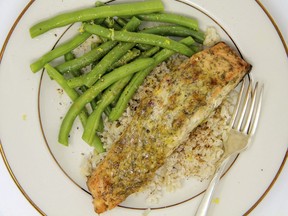 Mustard and dill crusted salmon.