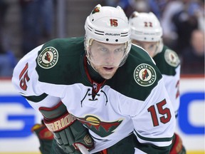 This 2014 file photo shows Dany Heatley as a member of the Minnesota Wild. Winnipeg police had charged an ex-NHL agent with fraud alleging he bilked Heatley and former Ottawa Senators defenceman Chris Phillips out of $12 million.THE CANADIAN PRESS