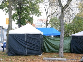 A safe injection site at Raphael Brunet Park in November 2017.