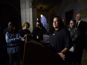 Federal Justice Minister Jody Wilson-Raybould speaks to the media after unveiling her justice reform bill Thursday.