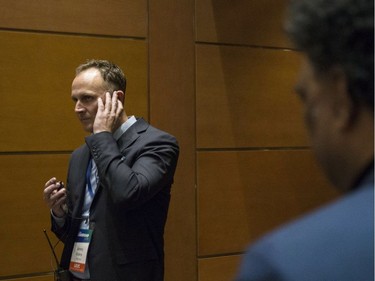 Jeremy Adams of the leadership election organizing committee is seen as a delay continues over the Ontario PC leadership announcement.