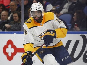 Nashville Predators defenseman P.K. Subban skates during the third period of an NHL hockey game against the Buffalo Sabres.