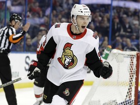 Senators winger Magnus Paajarvi celebrates after scoring against the Lightning in the first period of Tuesday's game in Tampa, Fla.