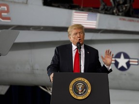 U.S. President Donald Trump speaks during an event at Marine Corps Air Station Miramar in San Diego, California, U.S., on Tuesday, March 13, 2018.