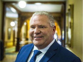 PC Leader Doug Ford says he wouldn't cut public service jobs in his quest to find "four cents on the dollar" in efficiencies in the Ontario government.