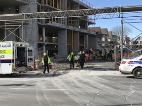 A construction worker was injured at a Claridge construction site on Friday, March 23, 2018.