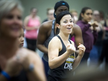 Beachbody Super Trainer, Joel Freeman, led a work out at the Ottawa Conference and Event Centre Saturday, April 7, 2018. Freeman co-created Beachbody's first MMA-styled workout, Core De Force, and is also Beachbody's resident weight lifting pro. Valerie Jobin, who has lost 125 lbs in her fitness journey, made the drive in from Petawawa to take part in the workout Saturday.