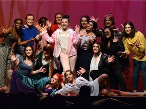 Full cast of Disenchanted, during Merivale High School's Cappies production of the Disenchanted.