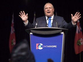 Ontario PC Leader Doug Ford holds a unity rally in Toronto on Monday, March 19, 2018.