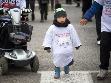 The Ottawa MS Walk took place Sunday April 29, 2018 with a 2.5km and a 5km option. Two-and-a-half-year-old Damien Baker was doing the walk for his dad who was also taking part.