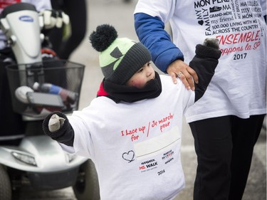 The Ottawa MS Walk took place Sunday April 29, 2018 with a 2.5km and a 5km option. Two-and-a-half-year-old Damien Baker was doing the walk for his dad who was also taking part.