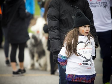 The Ottawa MS Walk took place Sunday April 29, 2018 with a 2.5km and a 5km option. Eight-year-old Josie Plant listens to the speeches before she did the walk for her mom.