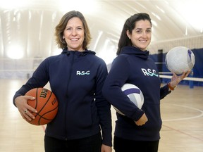 Nicki Bridgland, left, CEO and founder of the new Rideau Sports Centre, and GM Donna Ringrose stand inside the new facility, the former Rideau Tennis Club on Donald Street in Ottawa.