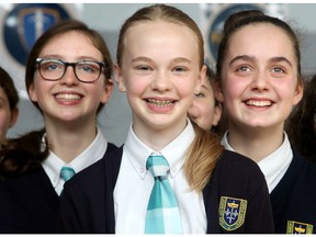 Molly Field, 13 (centre), spearheaded the initiative of trading their grad fund for the shelter, making a convincing presentation to her fellow grade 8 classmates.