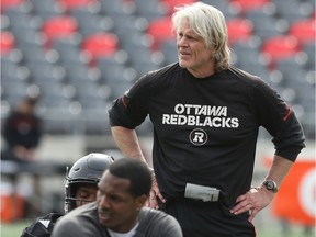 Linebackers coach Mark Nelson of the Ottawa Redblacks during their mini camp at TD Place in Ottawa, April 24, 2018.