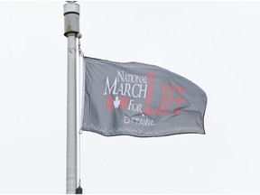 A National March For Life flag flew at Ottawa City Hall last year, drawing outrage from some and prompting the city to review its policies.