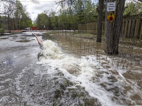 Water is pumped away in Constance Bay during the May 2017 flooding.