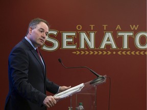 Senators general manager Pierre Dorion says owner Eugene Melnyk signed off on the additional salary expense related to the Matt Duchene trade in a meeting in Belleville in early November. Errol McGihon/Postmedia