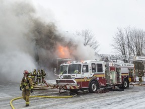 The Ottawa Fire Department battles a blaze on Snowberry Way in Stittsville. April 16,2018.