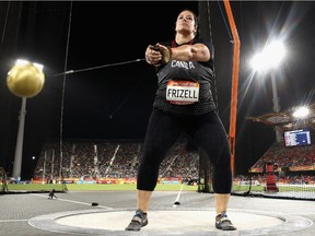 Sultana Frizell of Perth competes in the women's hammer final of the Commonwealth Games at Carrara Stadium on Tuesday.