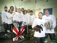 Emma's Entourage is a women's hockey team playing in honour of a teammate who died after a battle with cancer 2015. The team gathered before a game recently at the RA Centre, with Eira MacDonelll, left, and Angie Lennox-Hourd holding a stuffed ninja and an elephant that were made out of Emma's hockey socks.