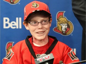 Jonathan Pitre is shown on the day he signed a contract as an honorary pro scout with the Ottawa Senators.