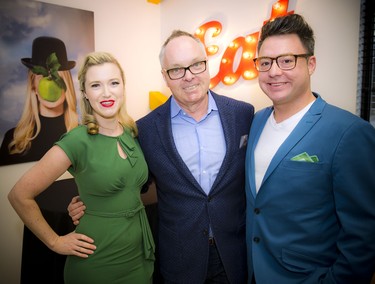From left, Gusto host Jessica McGovern, Chris Knight, president and CEO of Gusto Worldwide Media, and Gusto host Spencer Watts.