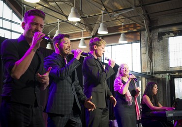 From left, performers Andy Allen-McCarthy, DJ Eyamie, Connor McMahon, Nicole Milne and Ruth Kwan.