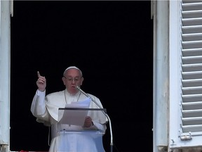 Pope Francis addresses faithfuls from the window of the apostolic palace overlooking St Peter's square on April 2.