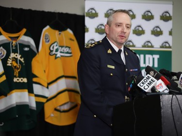 Assistant Commissioner Curtis Zablocki holds a press conference at the Humboldt Uniplex.