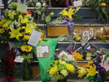 Flowers are left outside the Humboldt Uniplex.