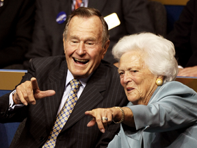 Former U.S. President George H.W. Bush and former first lady Barbara Bush at the Republican National Convention in 2008.