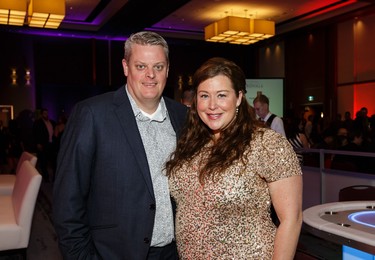 Wayne Mullett, director of research and development at BTG, and Danielle Robinson, president and CEO of the Ottawa Senators Foundation.