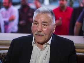 George Chuvalo is shown at his 80th birthday celebration in 2017.