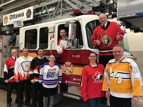 Kim Ayotte via Twitter ‏ 
Staff fr @OttFire are proudly sporting their #jerseysforhumboldt Coming together to offer support & encouragement.  Standing together in times of tragedy & focusing on the strength of family & Canadian values #HumboldtStrong L'équipe @IncendiesOttawa offre son appui #JerseyDay
