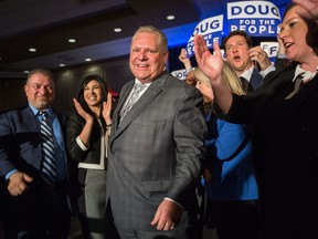The leader of Ontario's Progressive Conservatives, Doug Ford, makes a campaign stop at the Nepean Sportsplex in Ottawa Monday with a rally. Photo by Wayne Cuddington/ Postmedia