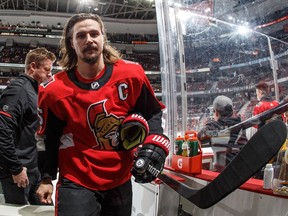 Erik Karlsson has made only one short road trip to Detroit since the tragic death of his son on March 19. He remained in Ottawa Wednesday with his wife, Melinda.