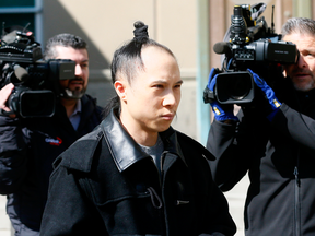 Nick Chan leaves a Calgary courts on April 17, 2018.