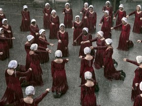 This image released by Hulu shows a scene from the series, "The Handmaid's Tale," returning for a second season on April 25.