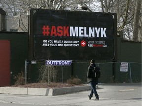 Melnyk Out campaign near Bank Street and Riverdale Ave in Ottawa Monday April 2, 2018.