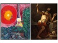 Marc Chagall’s The Eiffel Tower (left) and Jacques-Louis David's Jerome Heard the Trumpets of the Last Judgment (right).