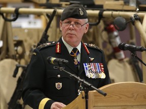 Chief of the Defence Staff General Jonathan Vance speaks at a Canadian Special Operations Forces Command change of command ceremony in Ottawa on Wednesday, April 25, 2018.